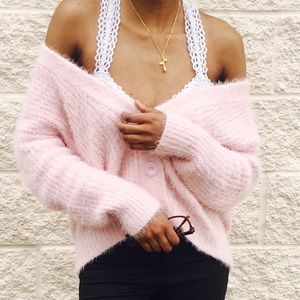Pink Fuzzy Cardigan